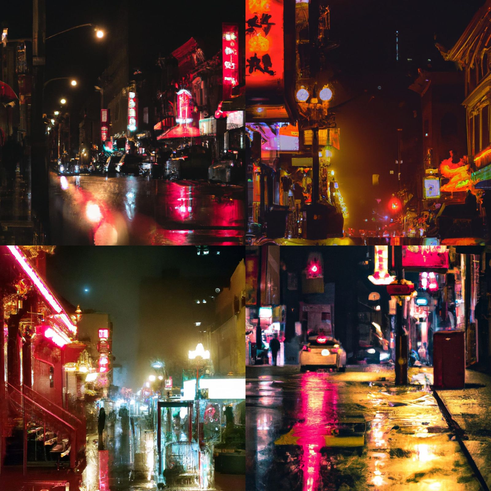 Rainy Chinatown Night Scene