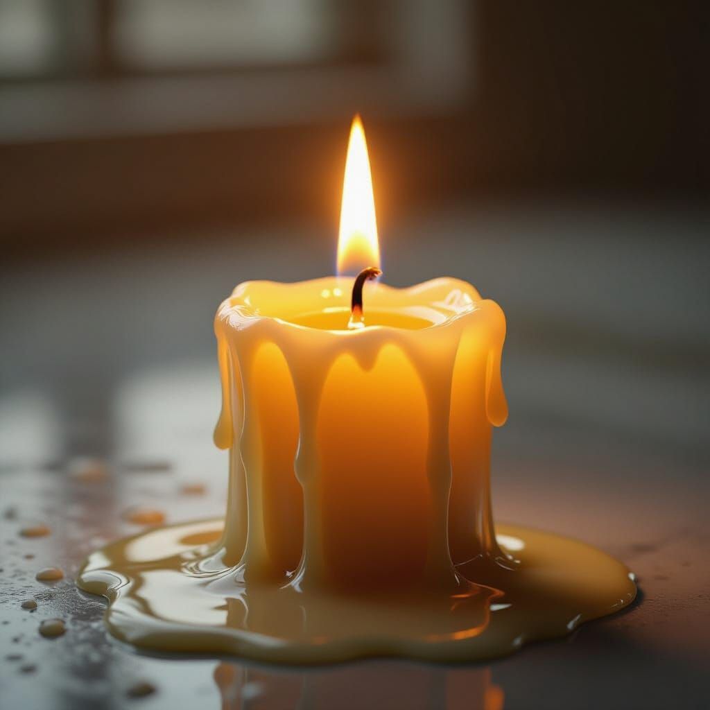 Surreal Candle Wax Forms Human Figure in Dramatic Light