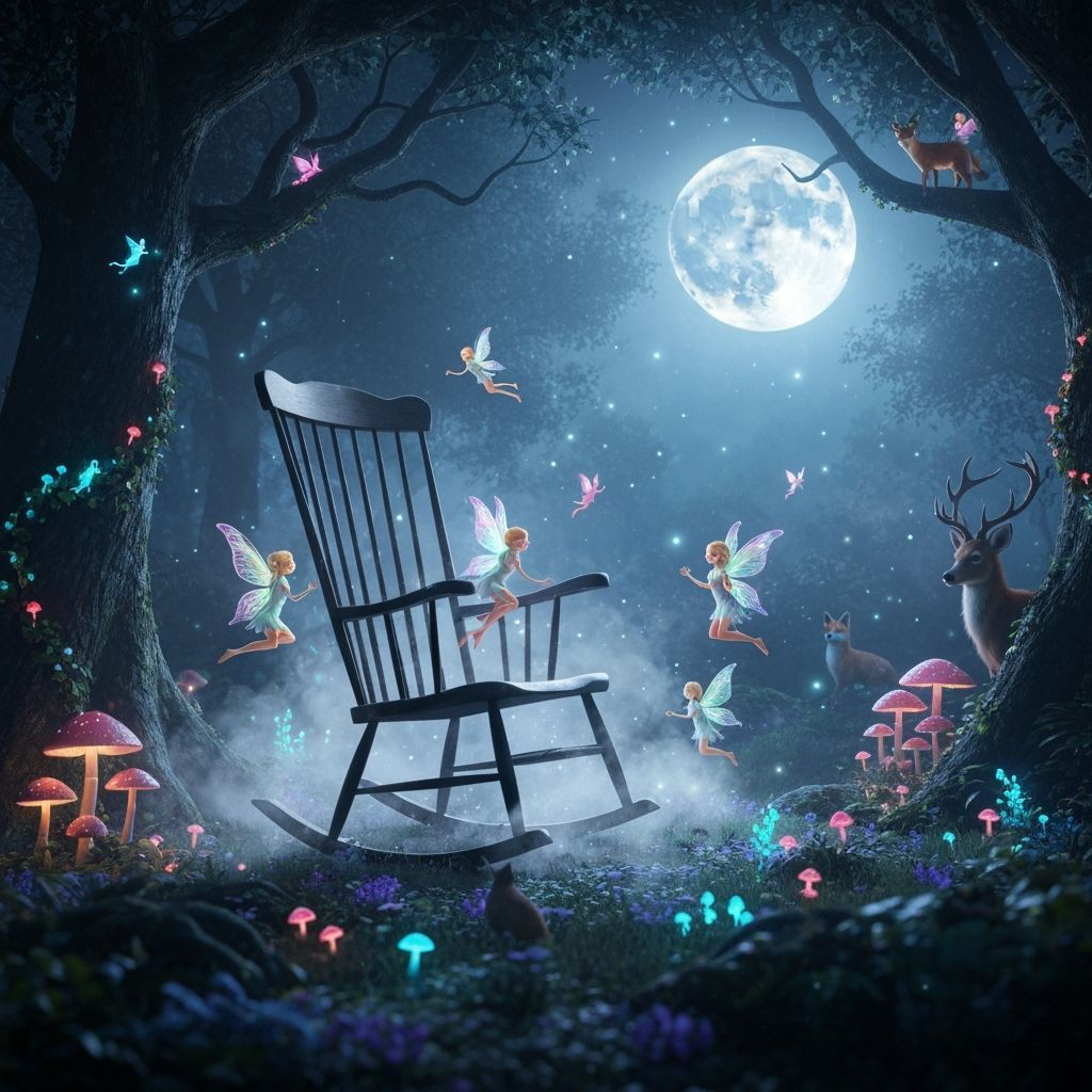 Enchanted Rocking Chair in Moonlit Glade