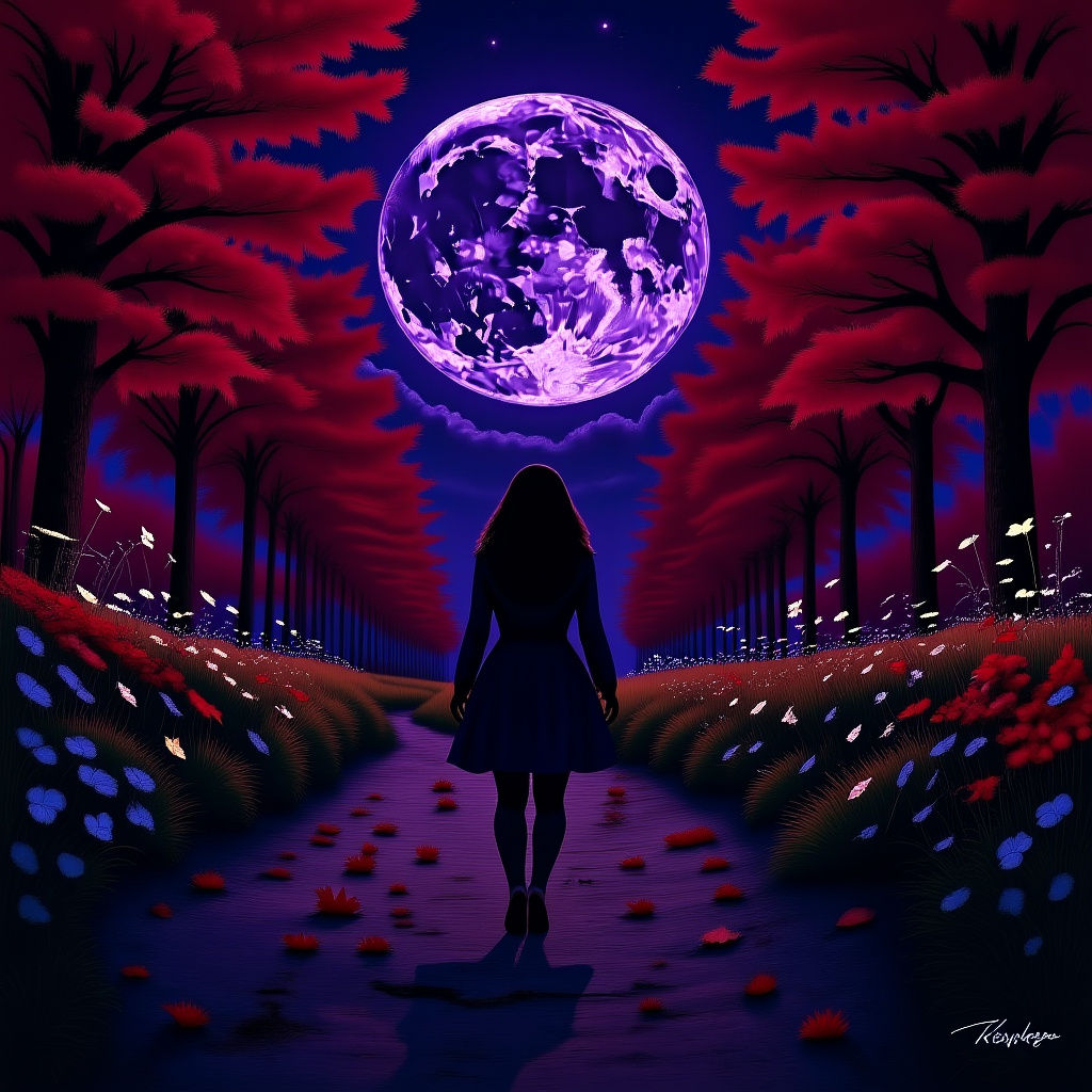 New England Autumn Night With a Full Moon