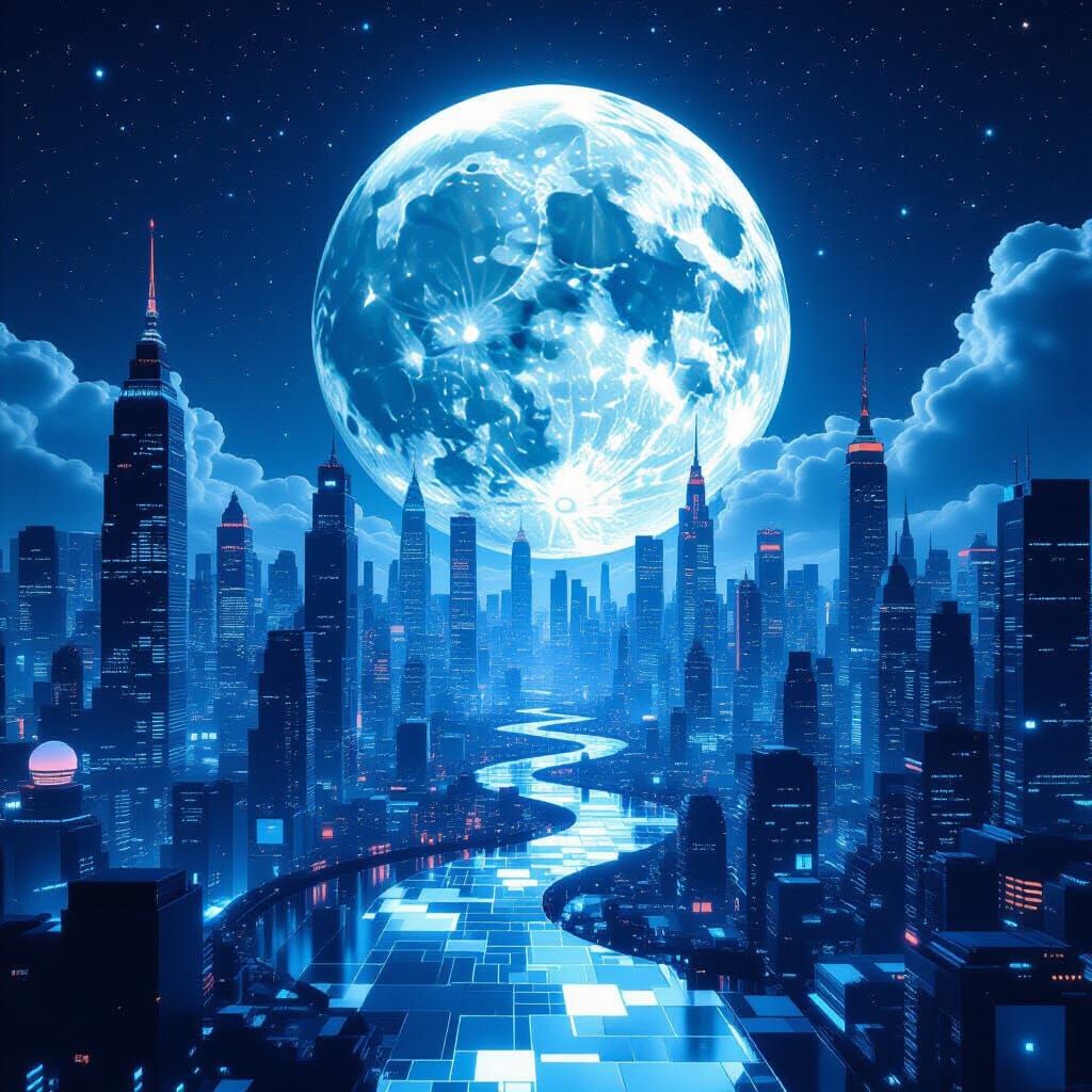 Synthwave Cityscape at Night in Dreamlike AI Style