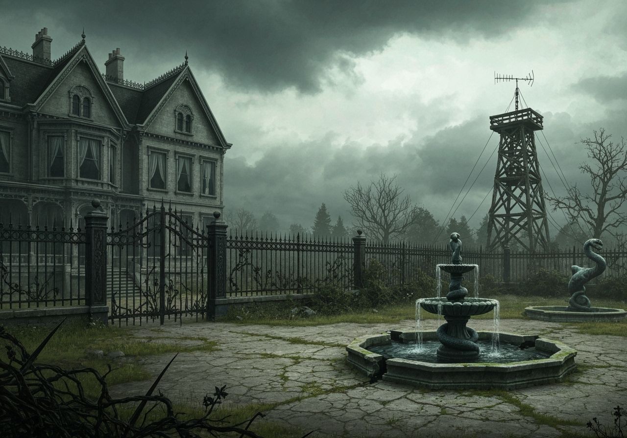Haunting Victorian Mansion Under Stormy Skies