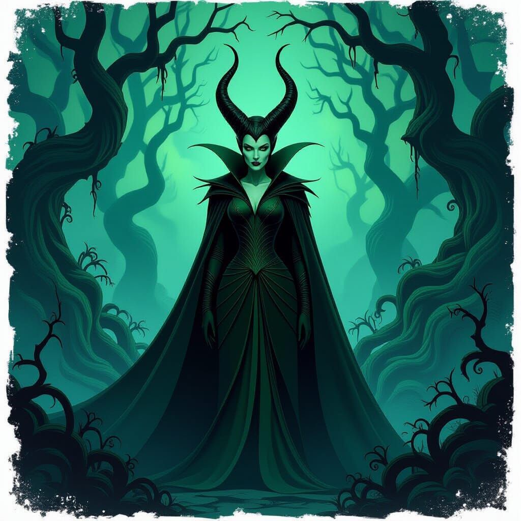 Regal Maleficent in Dark Enchanted Forest