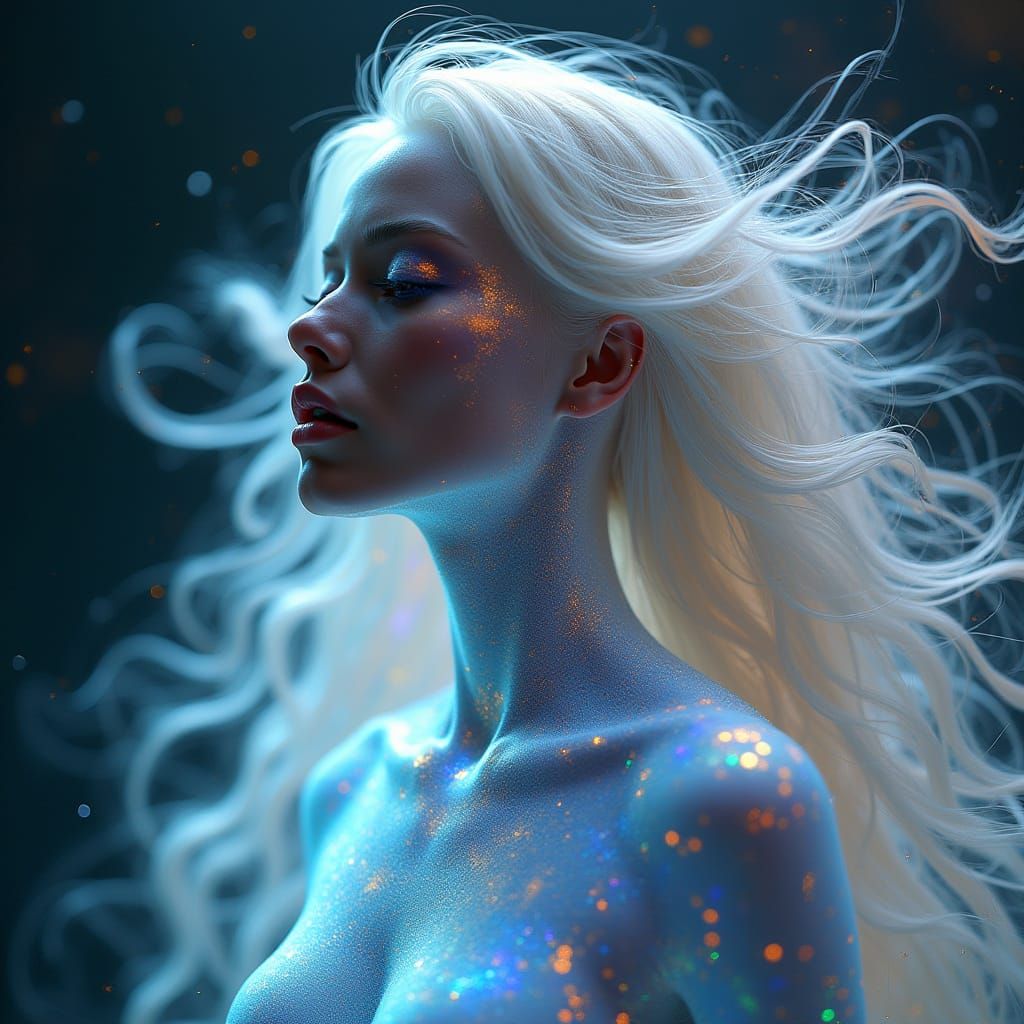 Ethereal Goddess in Cosmic Aura