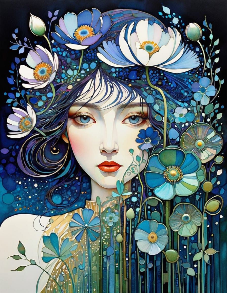 Intricate Abstract Bloom in Ethereal Ink