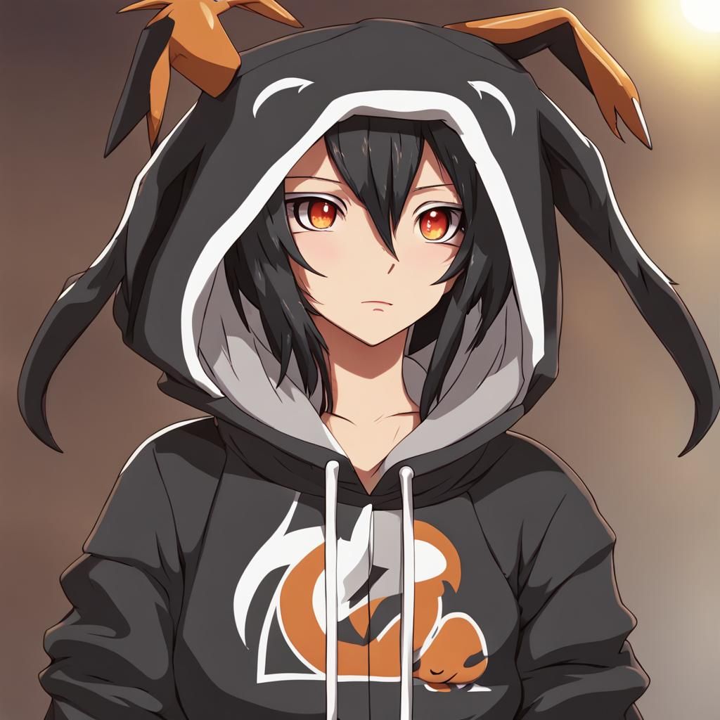Anime Girl in Houndoom Hoodie