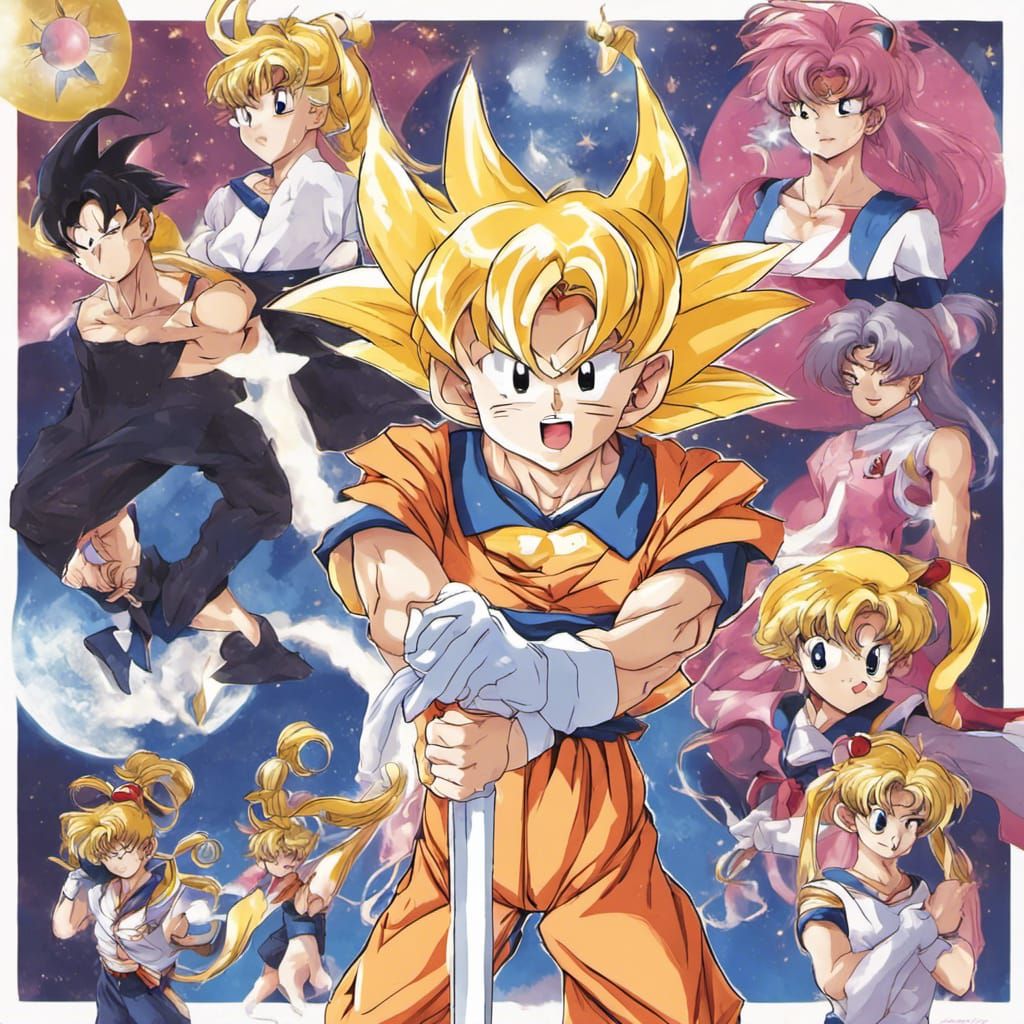 Son Goku Cosplays Sailor Moon in Anime Style