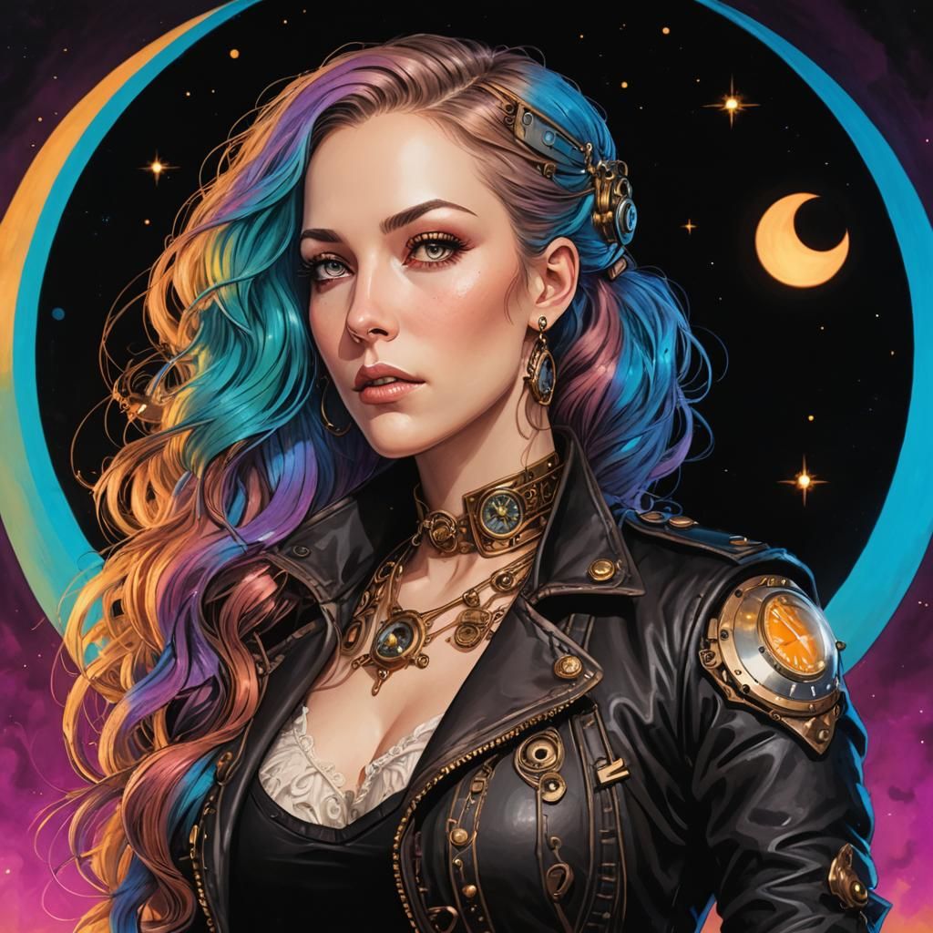 Steampunk Airship and Timepiece in Sci-Fi Art