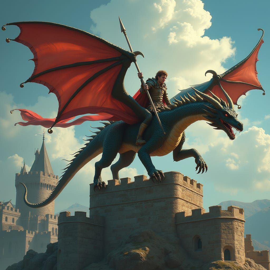 Joe's Dragon Landing Fails on Castle Turret