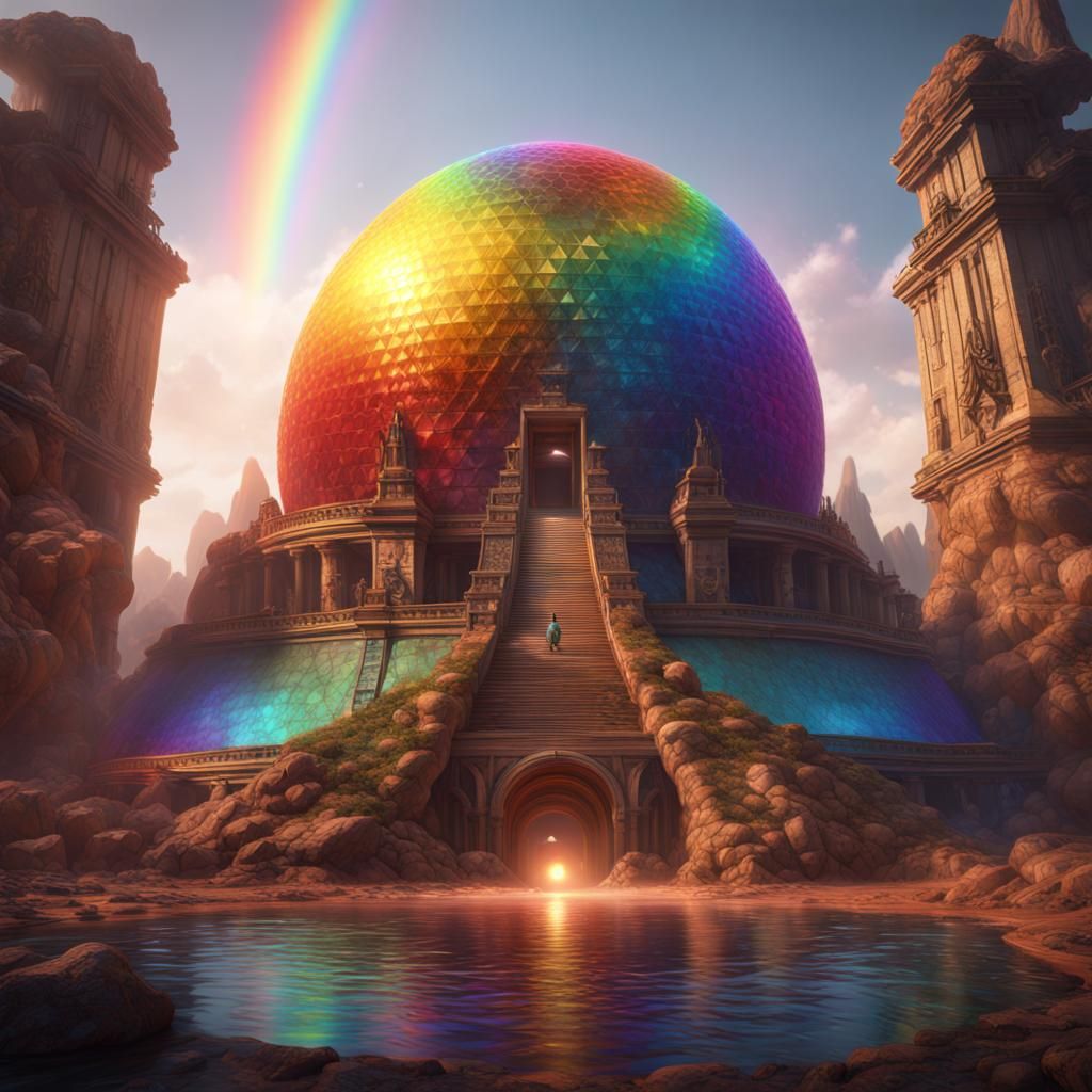 Rainbow Sphere Pyramid: Fantasy Concept Art