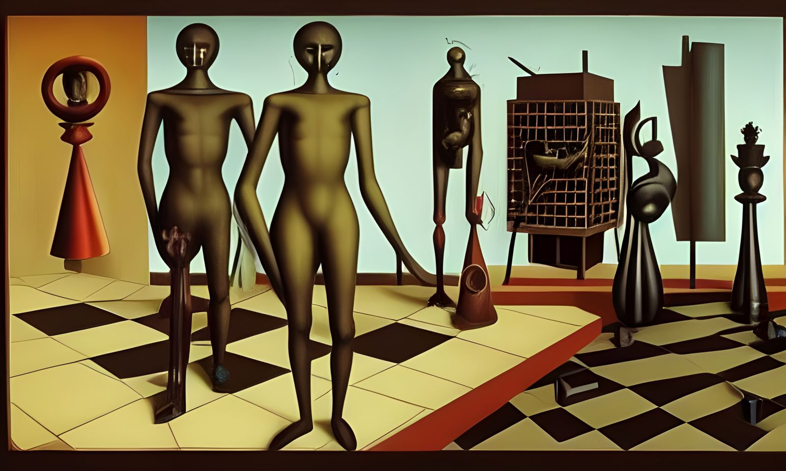 Mannequins in Metaphysical Underworld Garden Scene