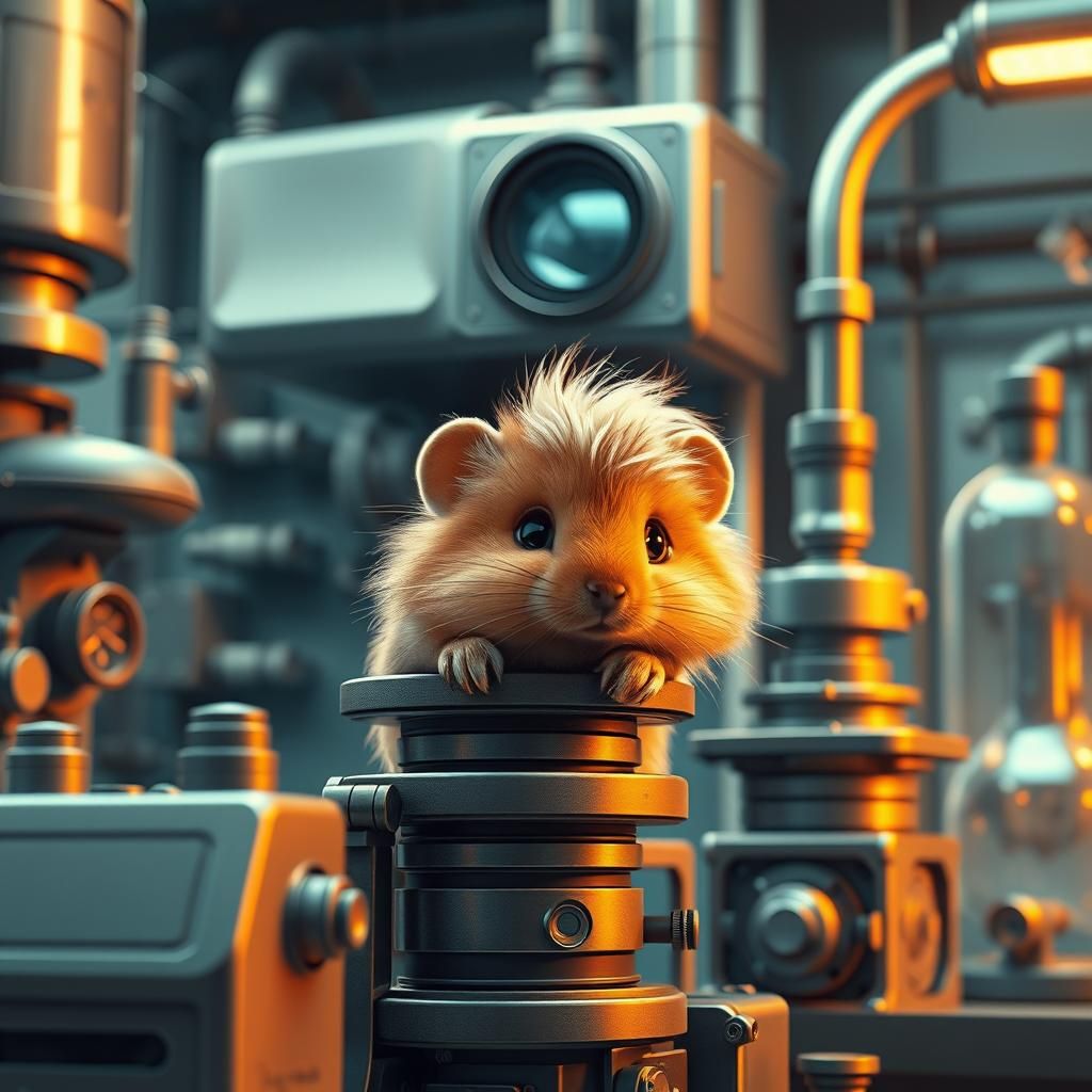 Guinea Pig in Futuristic Lab, Industrial Style