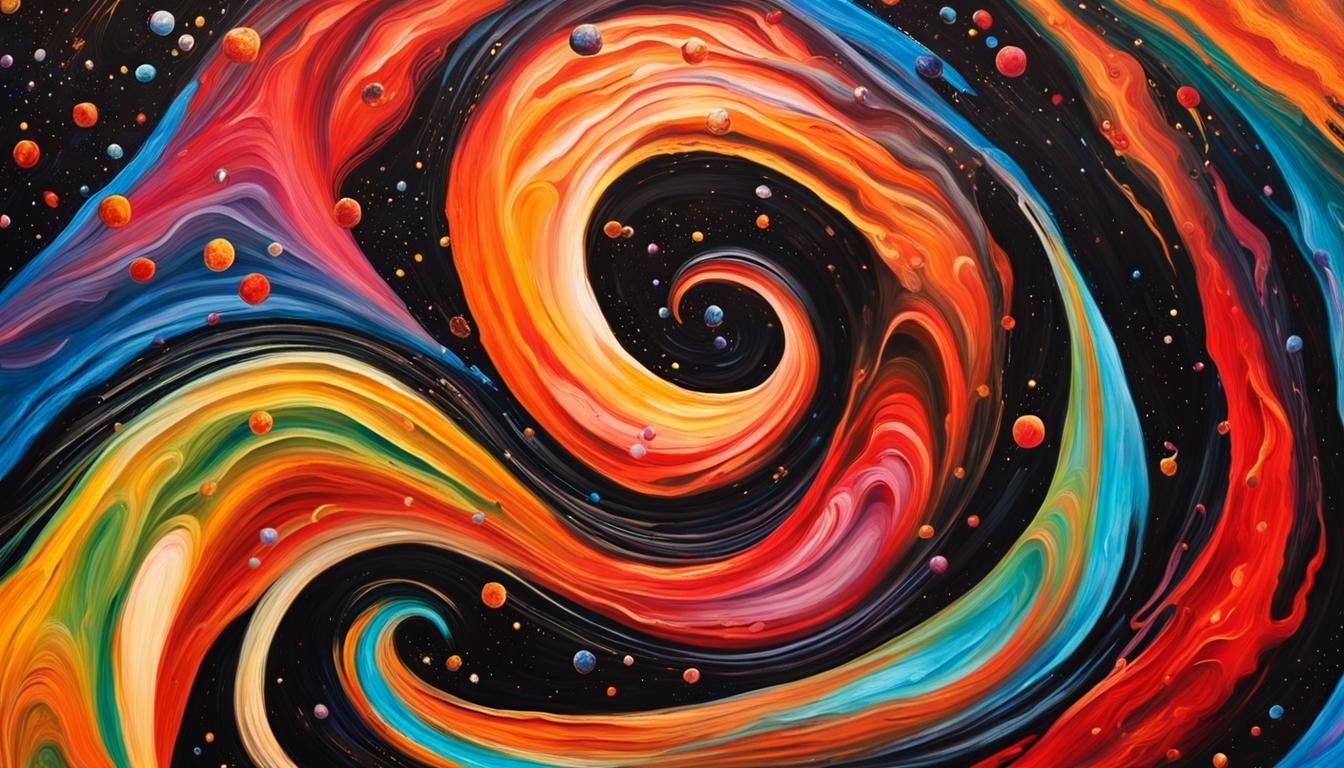 Celestial Stars Spin in Vivid Impasto Oil Painting
