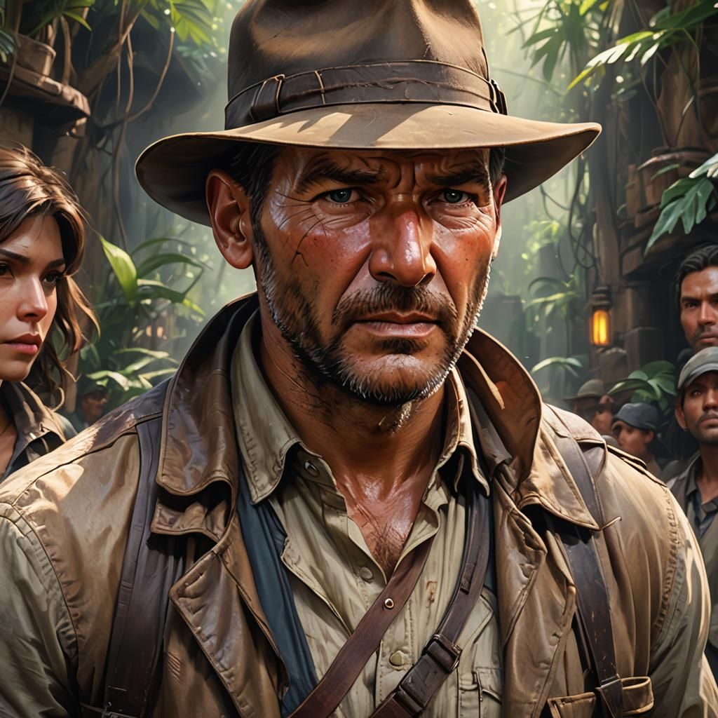 Detailed Portrait of Indiana Jones in Splash Art Style