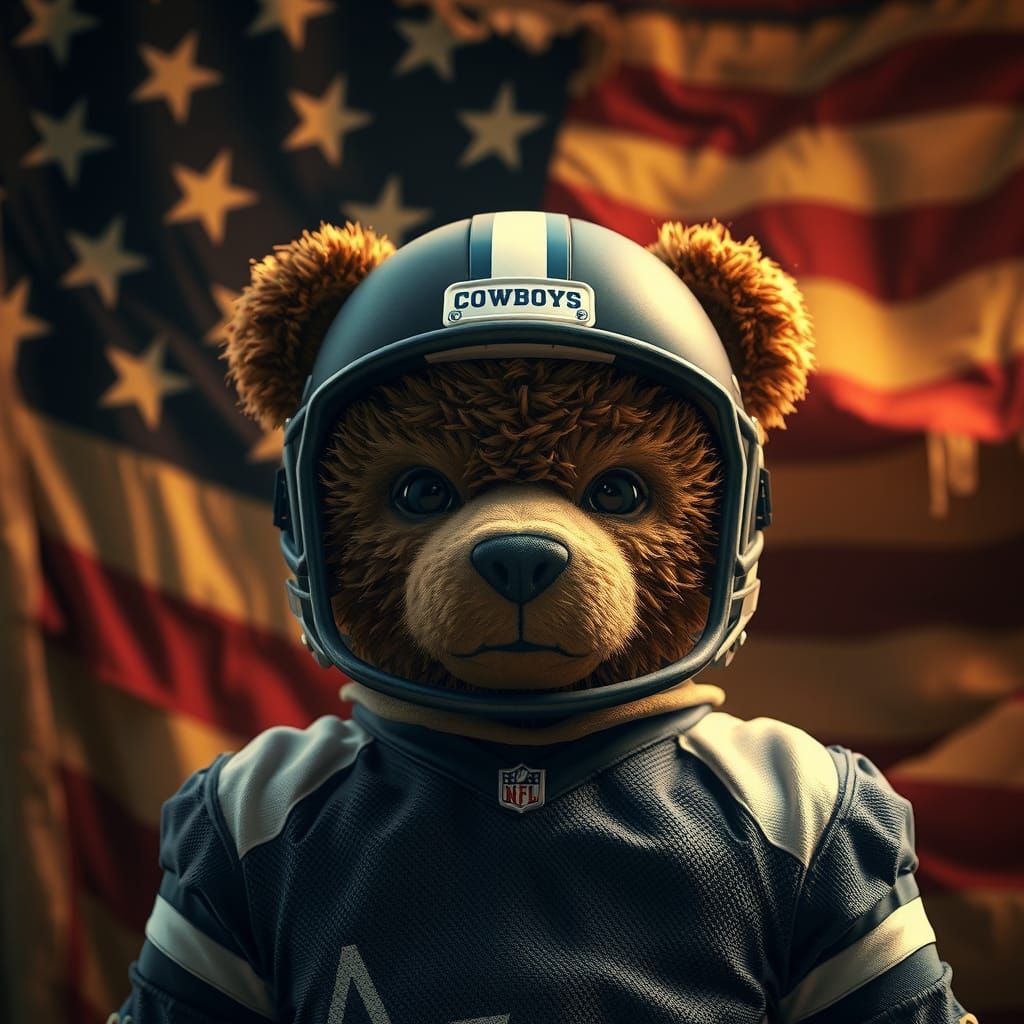 Teddy Bear Cowboy in Gritty Digital Art