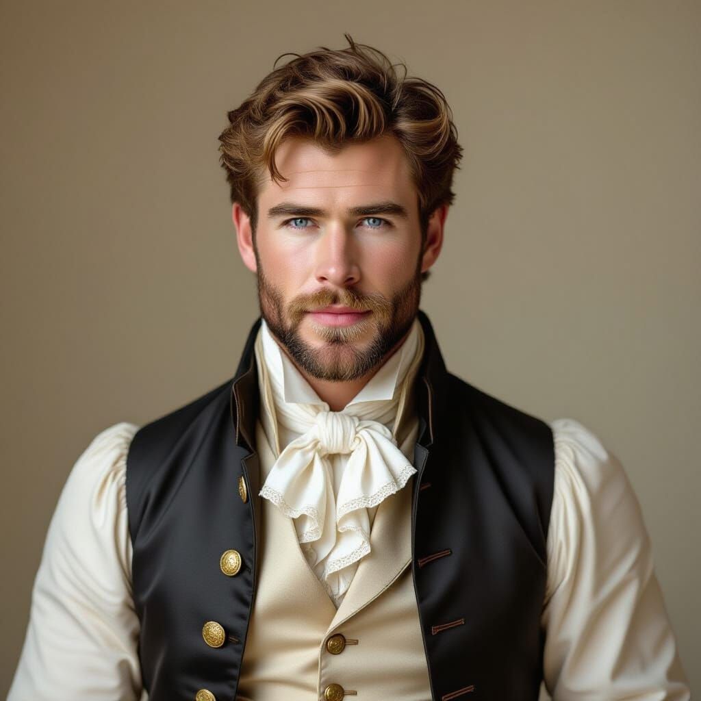 Elegant 18th Century Gentleman with Blue Eyes