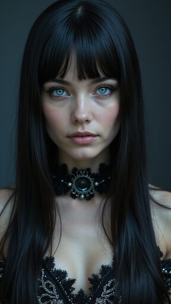 Ethereal Gothic Beauty in Electric Blue