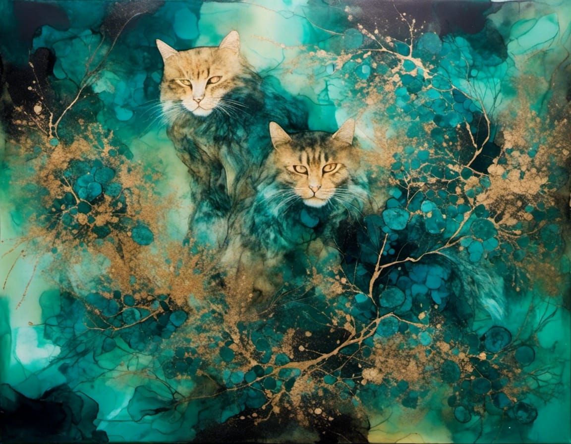 Symbiotic Cats Intertwined with Plants