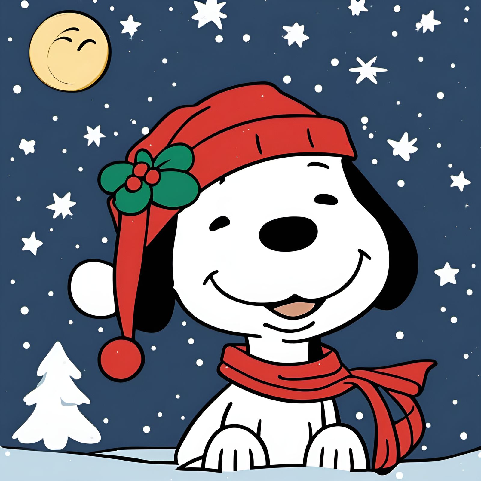 Snoopy in Christmas Snow Scene