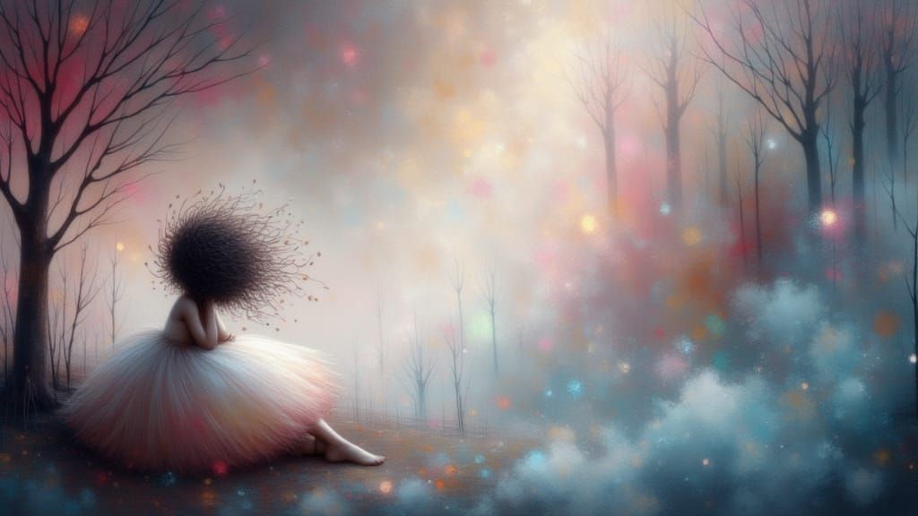 Ethereal Mist Vortex with Dancing Lights and Pastels