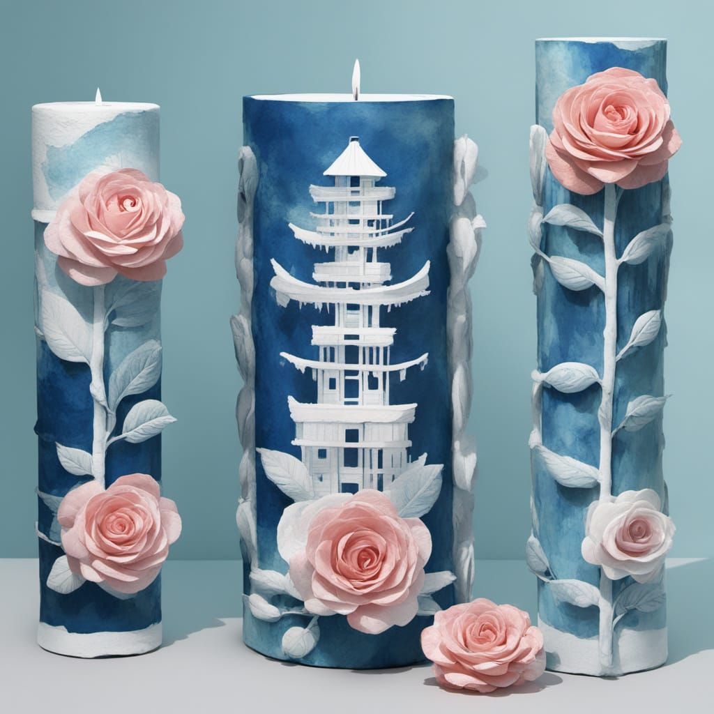 Surreal Copper Rose Painting in Monochromatic Thermal Style