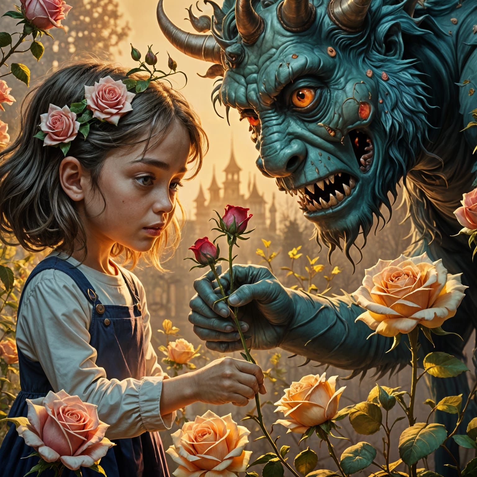 Gentle Monster Helping Girl Pick a Rose