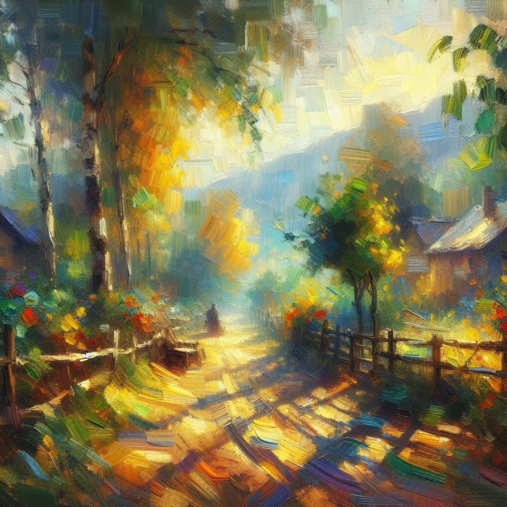 Impressionist Landscape Painting with Vibrant Brushstrokes
