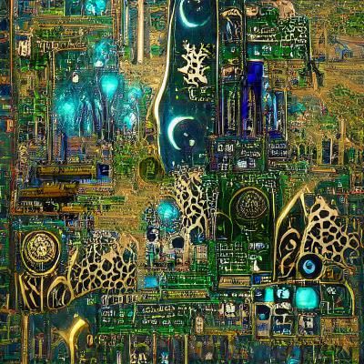 Circuit Board City: A Hyperrealistic Fantasy Kingdom
