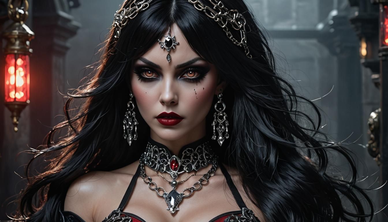 Cyberpunk Vampirella with Luminescent Jewels