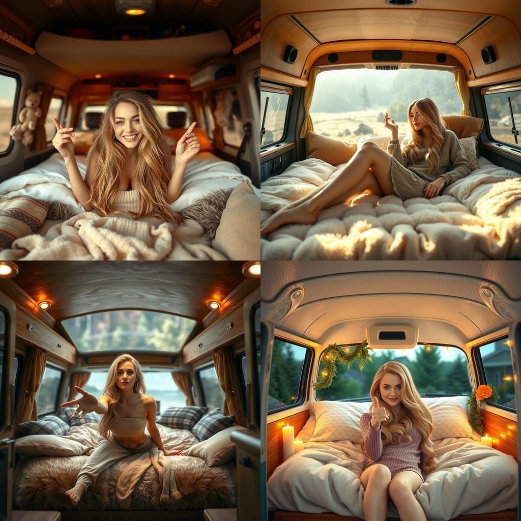 Blonde Hair Beauty Invites You into her Cozy Van