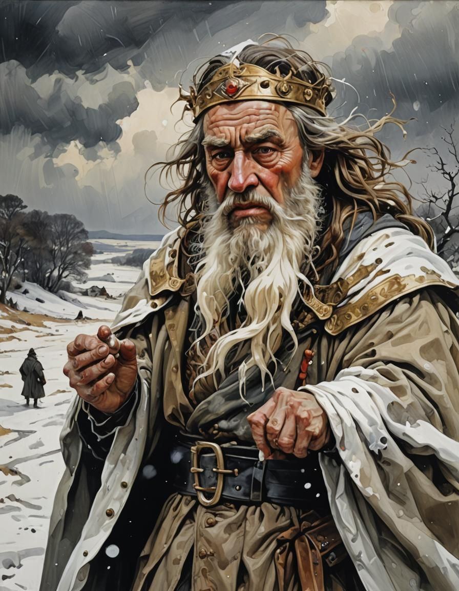 King Lear and the Fool in Snowy Storm