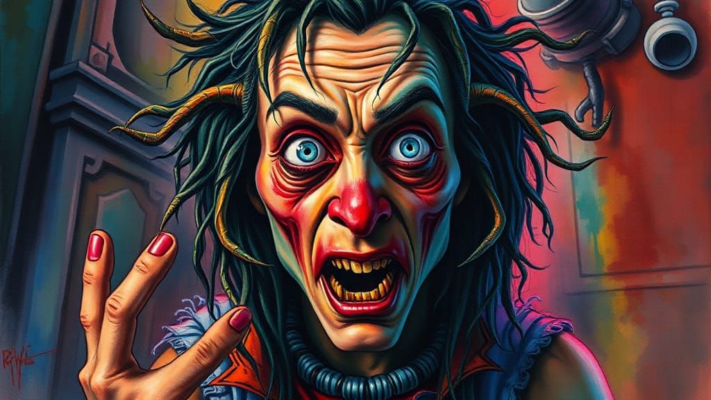 Vibrant Portrait in Watercolour and Charcoal Style