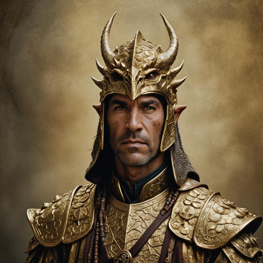 Dragonborn in Gold Robes: Professional Portrait