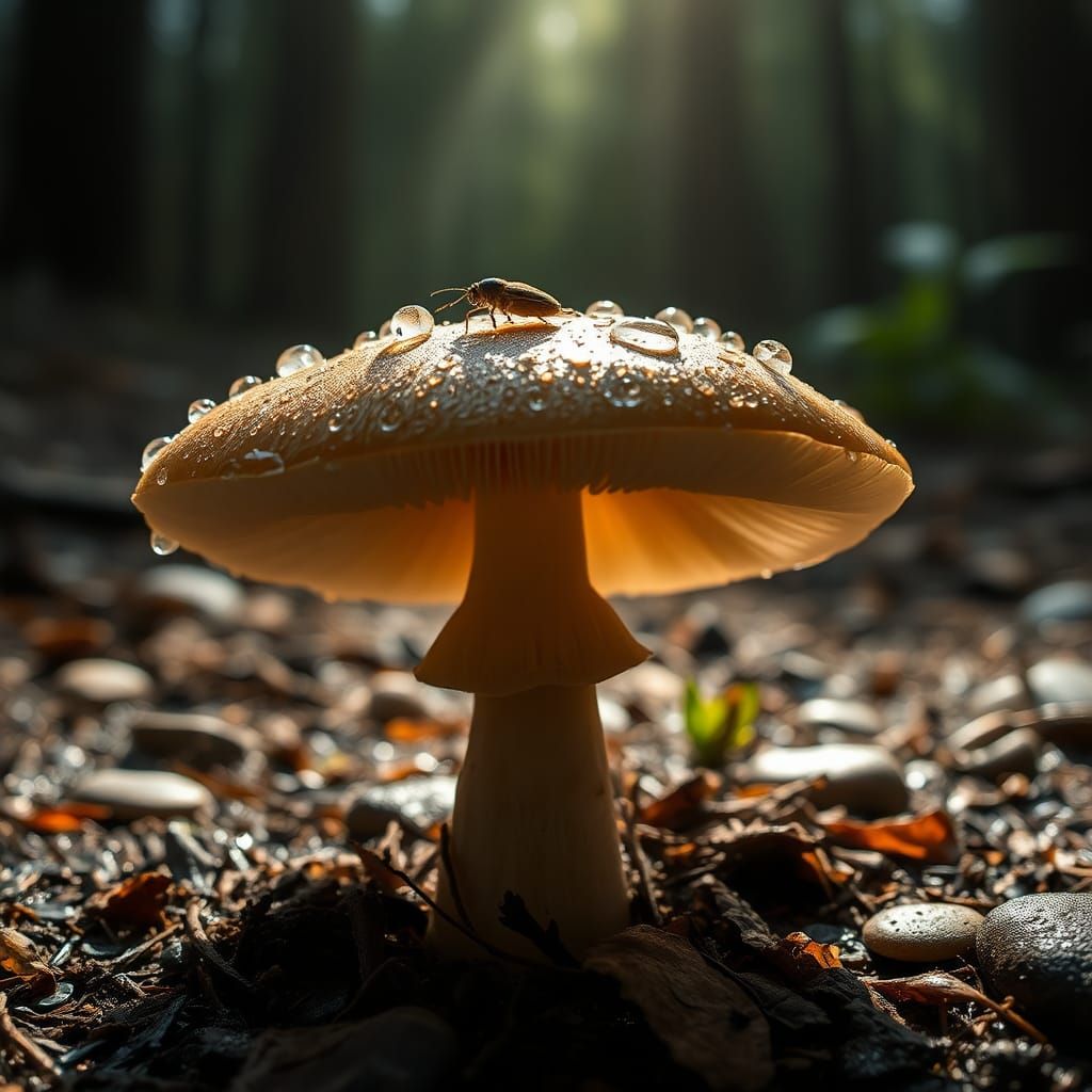 Detailed Macro Image of a Forest Mushroom