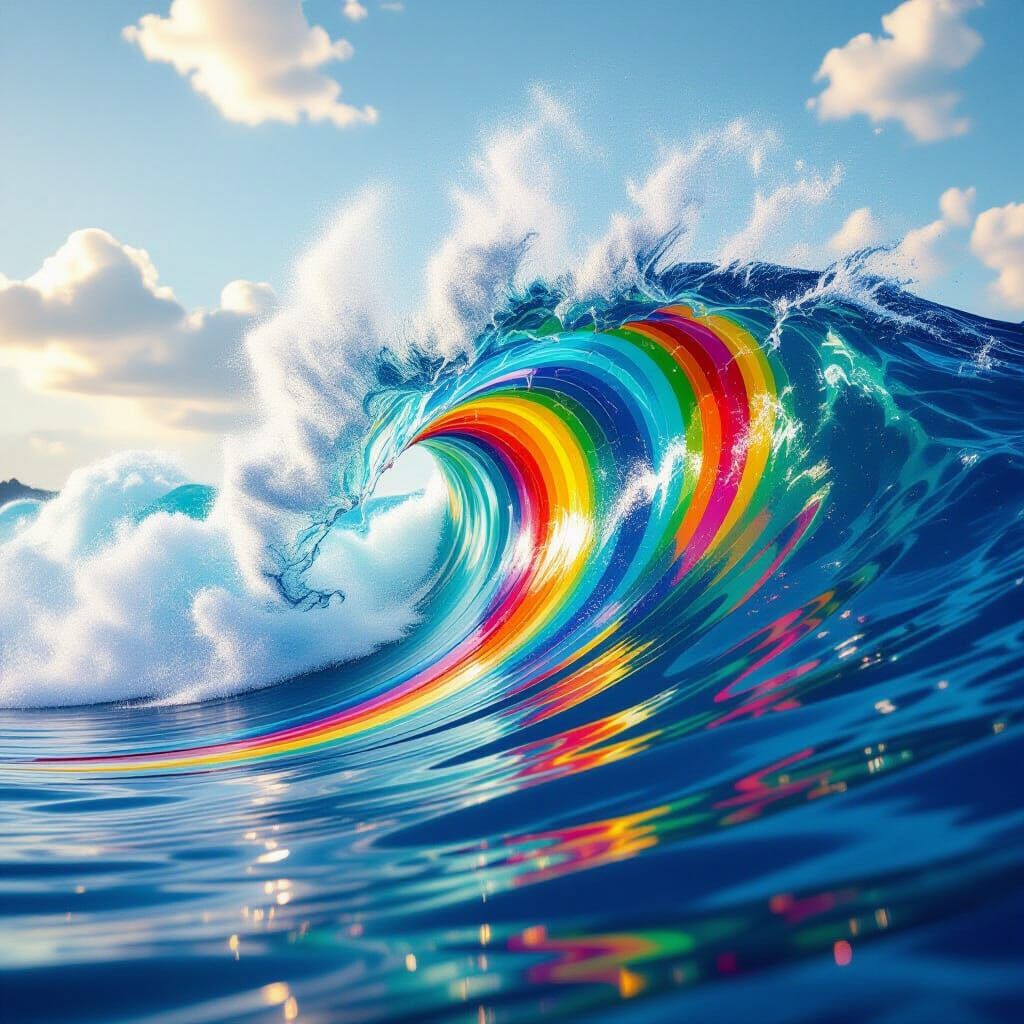 Rainbow Pencil Wave Crashing in Artistic Chaos