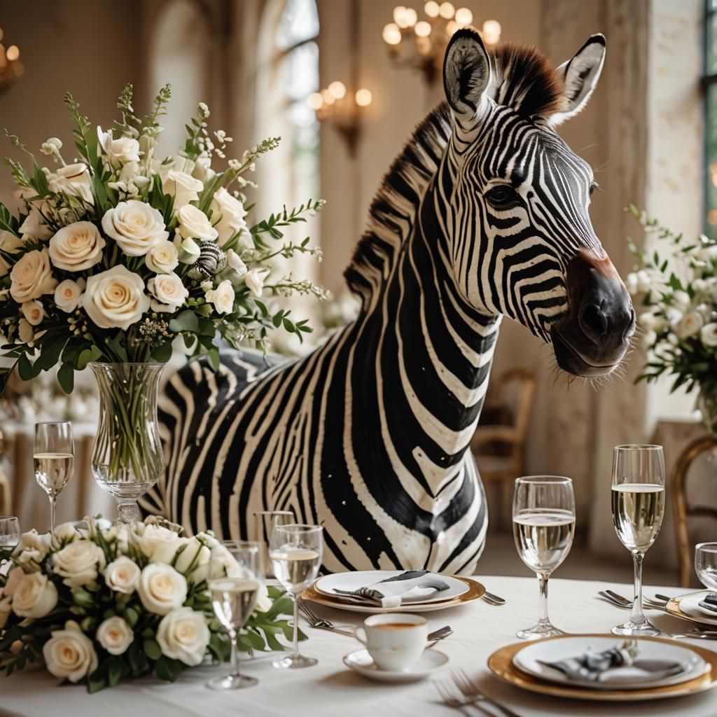 Zebra Joins Wedding Table in Soft Natural Light