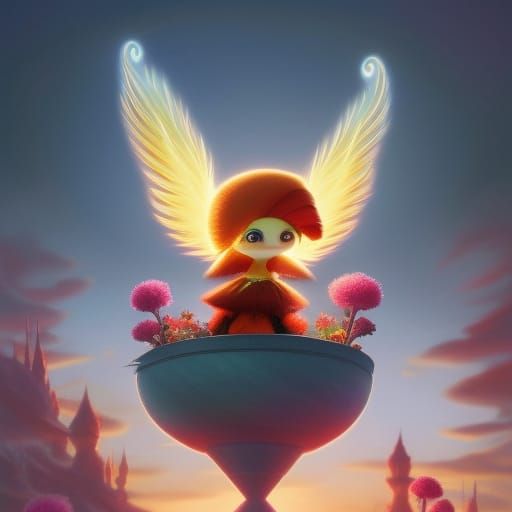 Adorable Phoenix with Magical Particles in Hyperrealistic St...