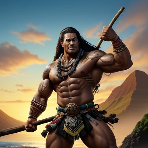 Maui Flexes Muscles in Traditional Maori Attire