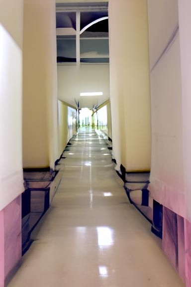Ethereal Long Hallway in Gloomy Liminal Space