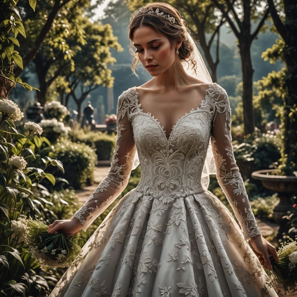 Beautiful Woman in Wedding Dress, Hyperrealistic Detail