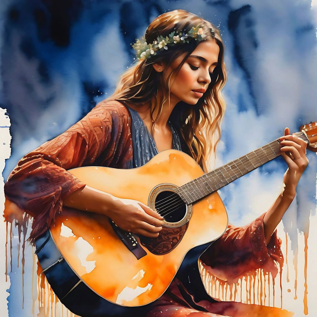 Watercolour Boho Musician Serenade