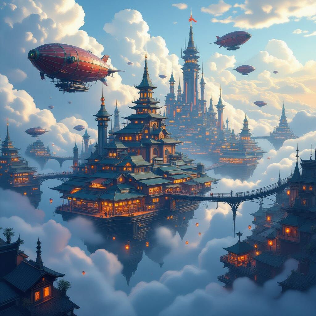 Epic Floating Market City in Clouds