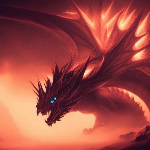 Fierce Magic Dragon in Dark Fantasy Style