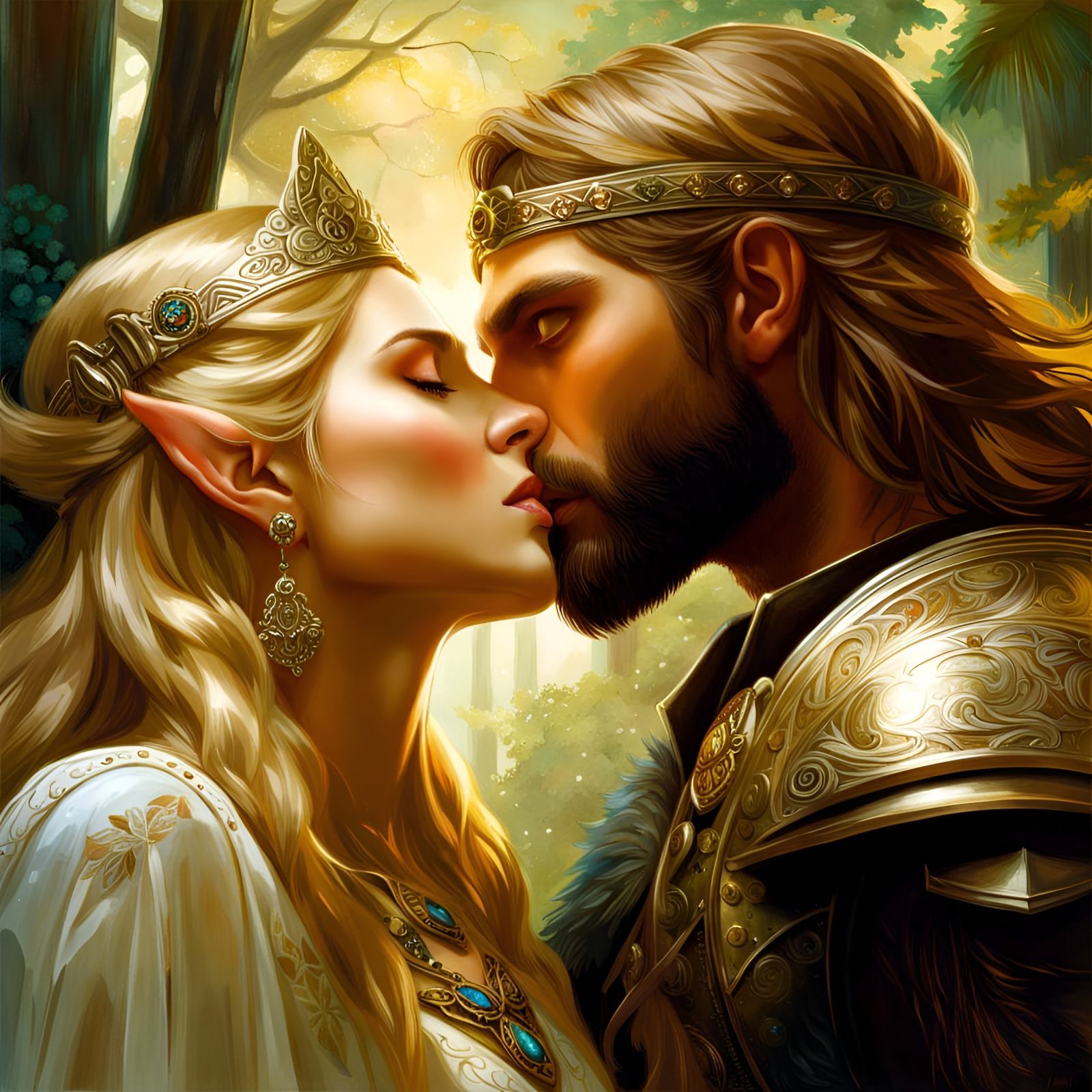 Arwen & Aragorn kissing