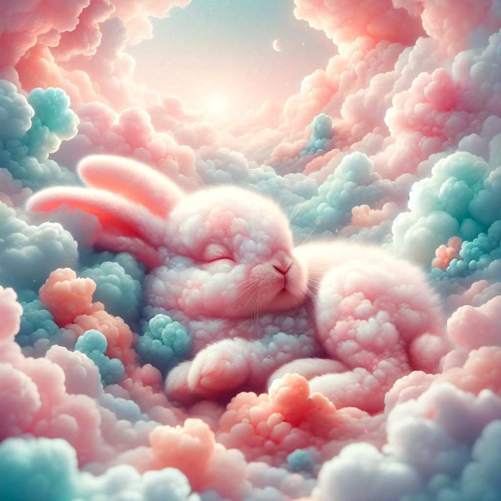Dreamy Cloud Bunny in Pastel Hues
