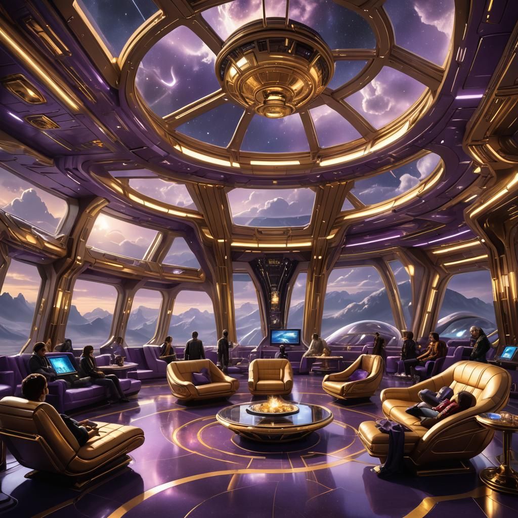 Opulent Galactic Federation Mothership with Majestic Views a...