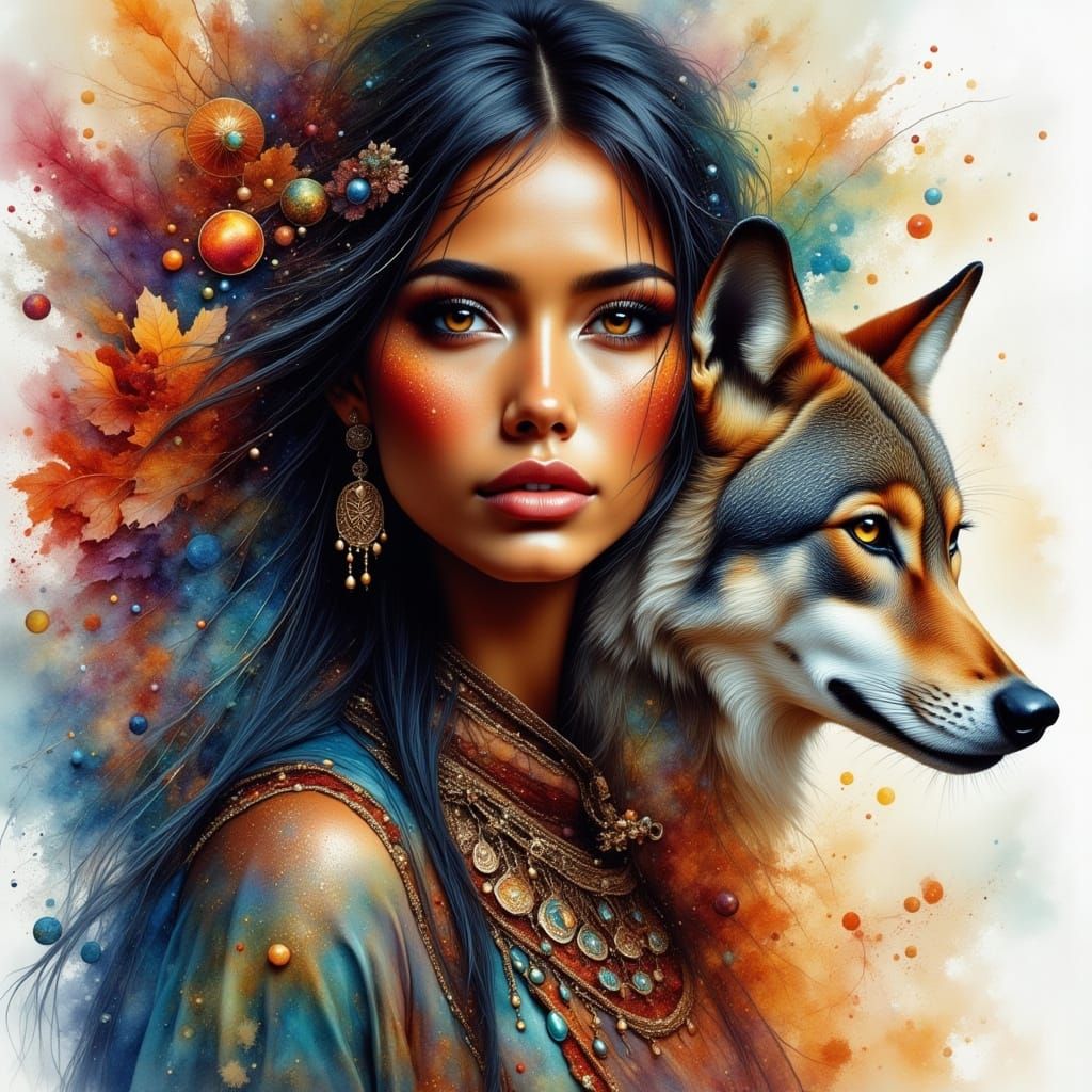 Watercolor Painting of a Stunning Indigenous Woman