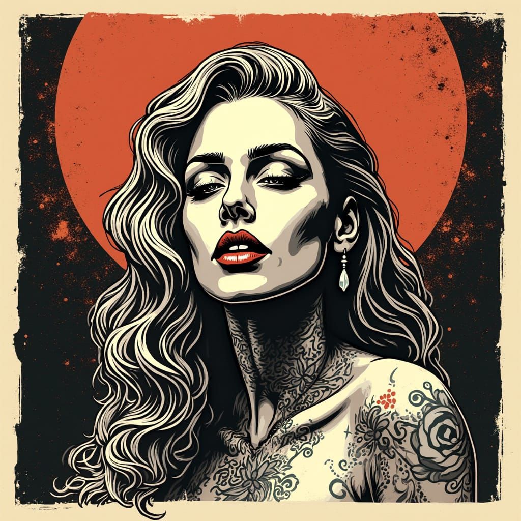 Vintage Hollywood Scenes in Woodcut Style