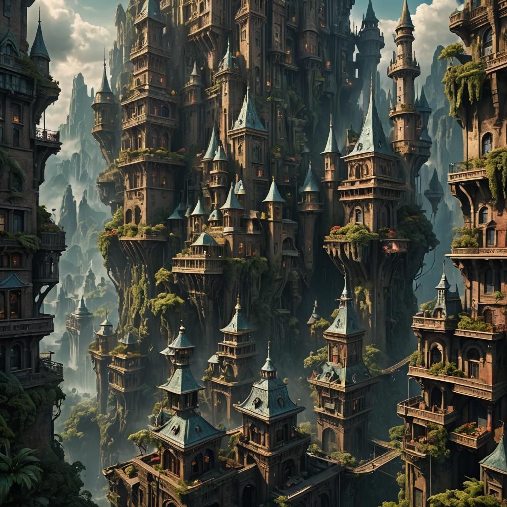 Epic Paradise Towers Digital Matte Painting