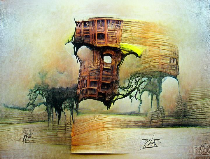 Treehouse in Sci-Fi Art Nouveau Style